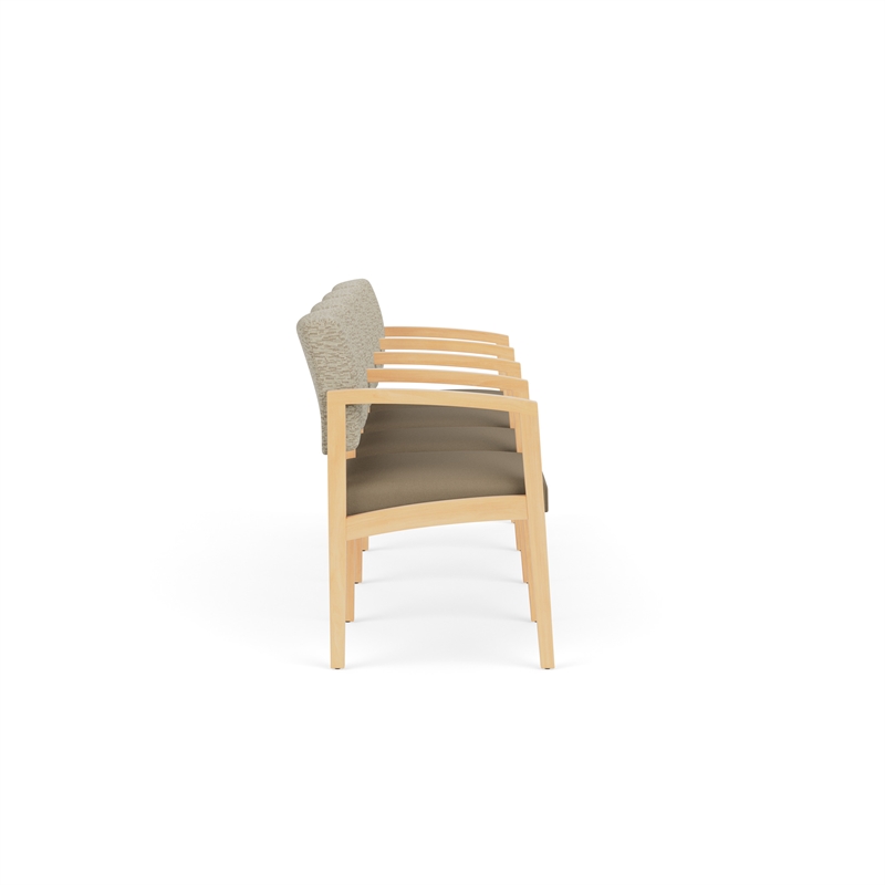 Lesro Industries Wood Waiting Reception 4 Seat Tandem Seating in Brown