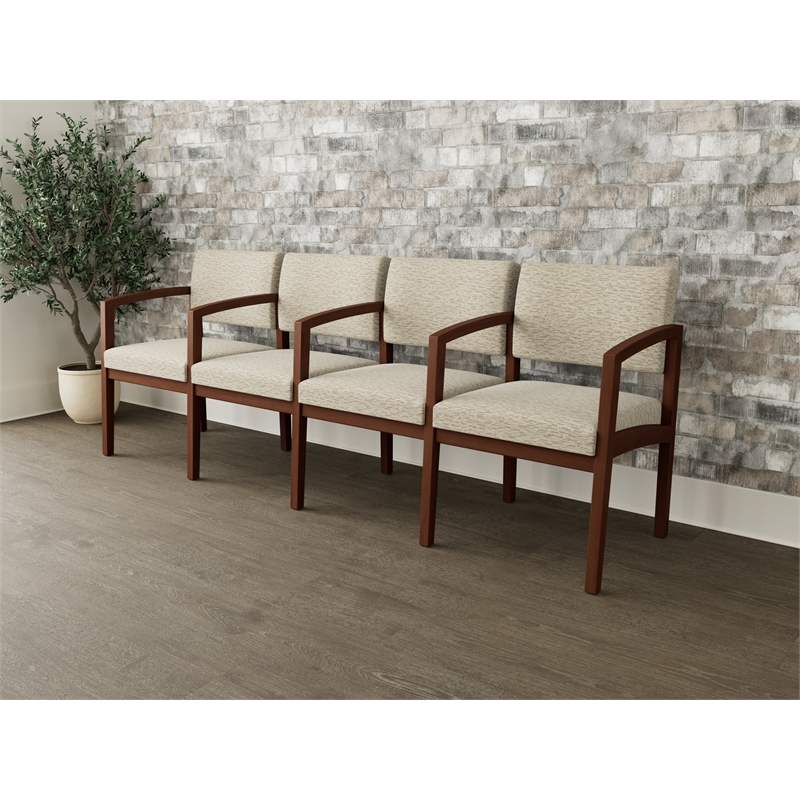 Lesro Industries Wood Waiting Reception 4 Seat Tandem Seating in Brown