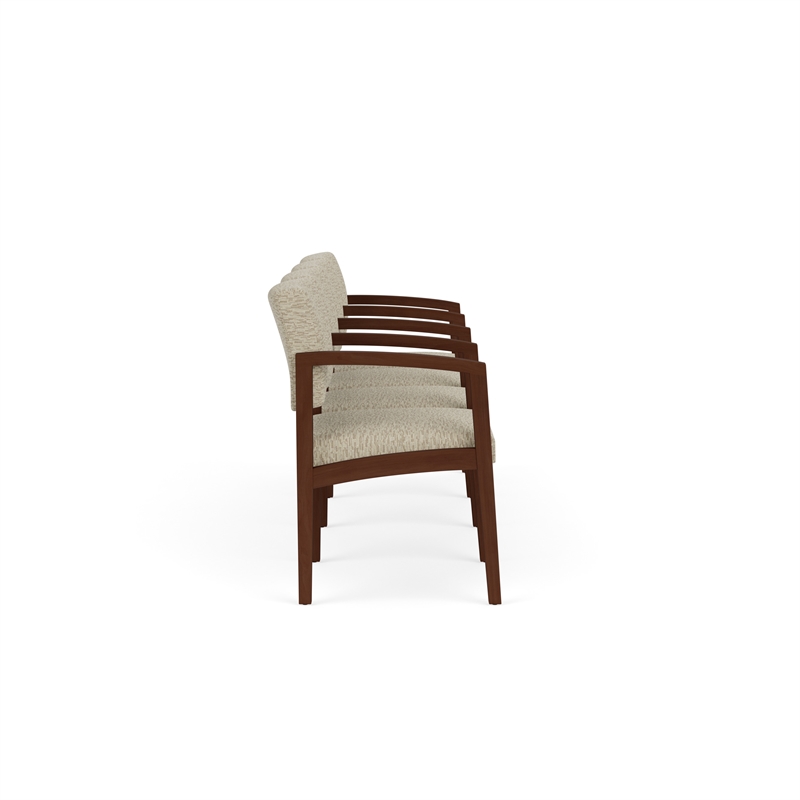 Lesro Industries Wood Waiting Reception 4 Seat Tandem Seating in Brown