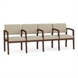 Lesro Industries Wood Waiting Reception 4 Seat Tandem Seating in Brown