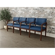 Lesro Industries Wood Waiting Reception 4 Seat Tandem Seating in Blue