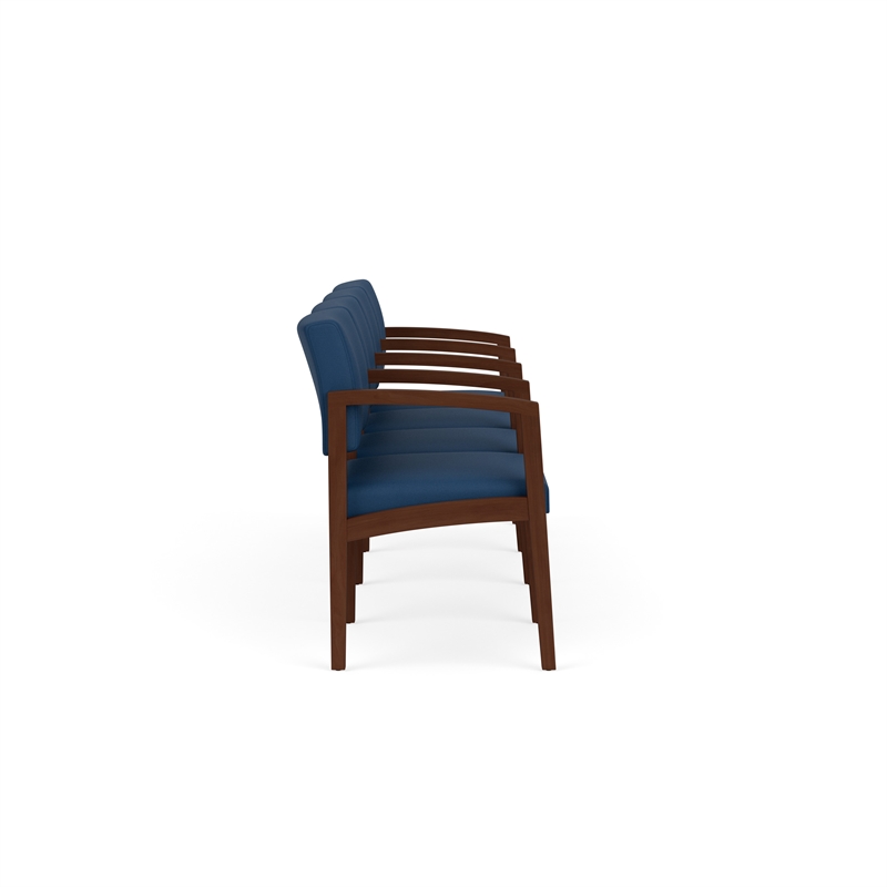 Lesro Industries Wood Waiting Reception 4 Seat Tandem Seating in Blue