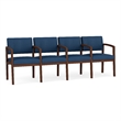 Lesro Industries Wood Waiting Reception 4 Seat Tandem Seating in Blue