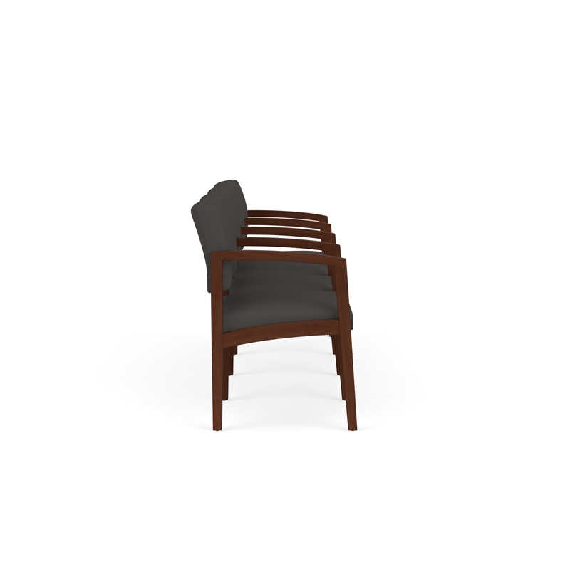 Lesro Industries Wood Waiting Reception 4 Seat Tandem Seating in Gray