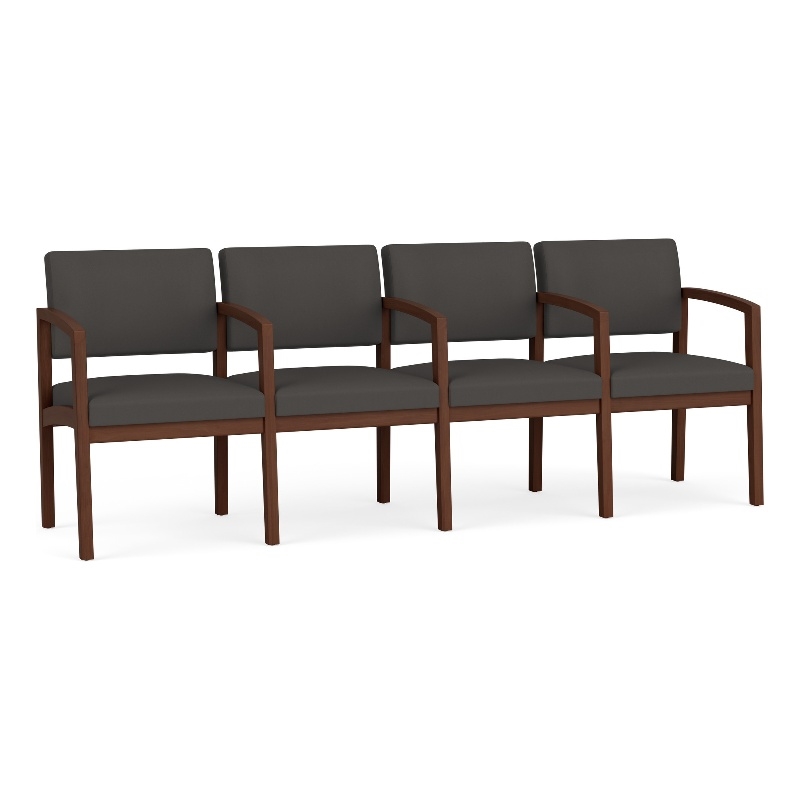 Lesro Industries Wood Waiting Reception 4 Seat Tandem Seating in Gray