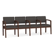Lesro Industries Wood Waiting Reception 4 Seat Tandem Seating in Gray