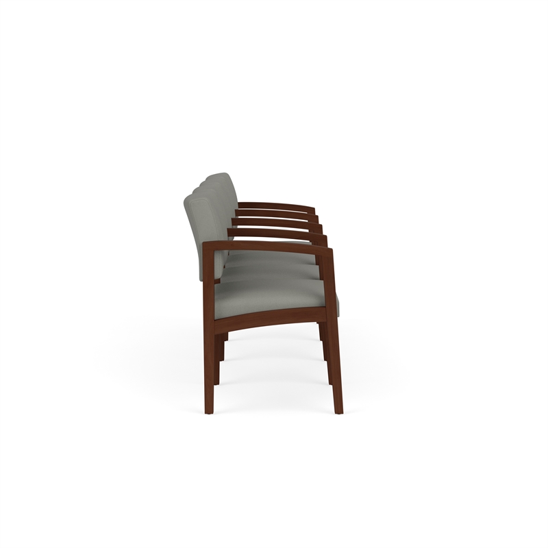 Lesro Industries Wood Waiting Reception 4 Seat Tandem Seating in Gray
