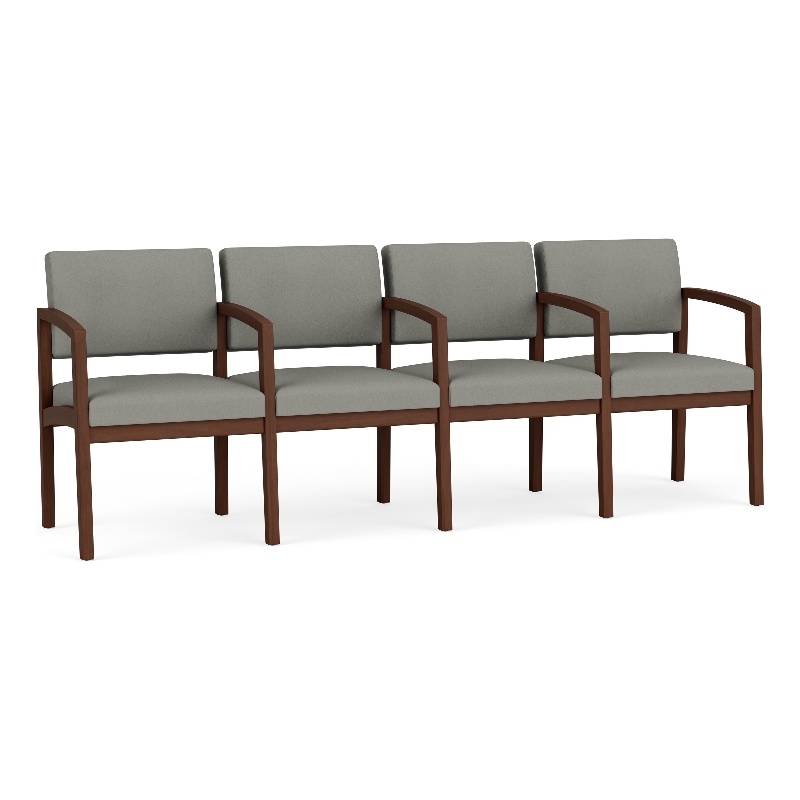 Lesro Industries Wood Waiting Reception 4 Seat Tandem Seating in Gray