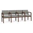 Lesro Industries Wood Waiting Reception 4 Seat Tandem Seating in Gray