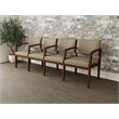 Lesro Industries Wood Waiting Reception 4 Seat Tandem Seating in Brown