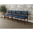Lesro Industries Wood Waiting Reception 4 Seat Tandem Seating in Blue
