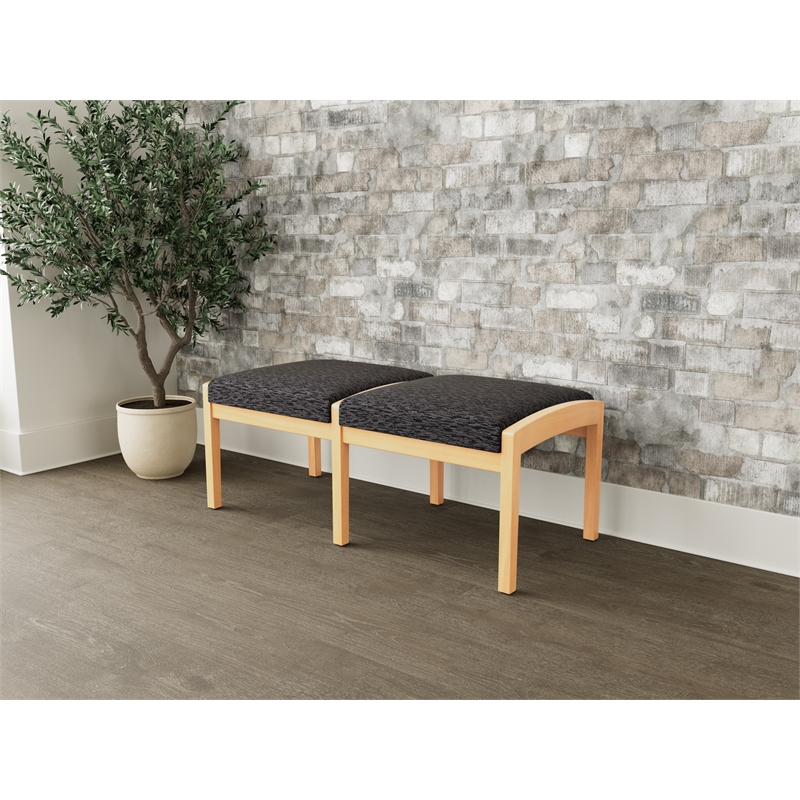 Lesro Industries Wood Waiting Reception 2 Seat Bench Wood Frame in Black