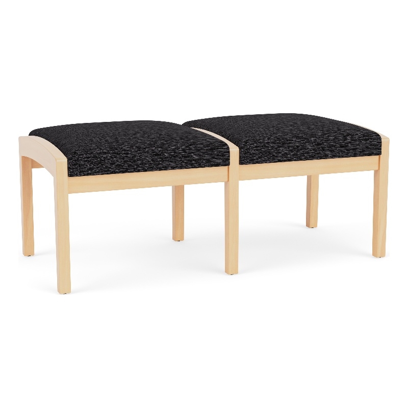 Lesro Industries Wood Waiting Reception 2 Seat Bench Wood Frame in Black