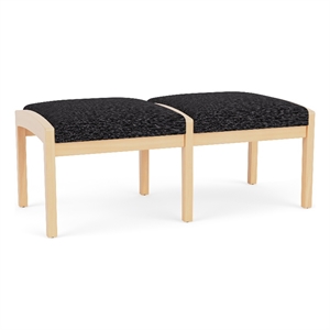 Lesro Industries Wood Waiting Reception 2 Seat Bench Wood Frame in Black