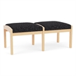 Lesro Industries Wood Waiting Reception 2 Seat Bench Wood Frame in Black