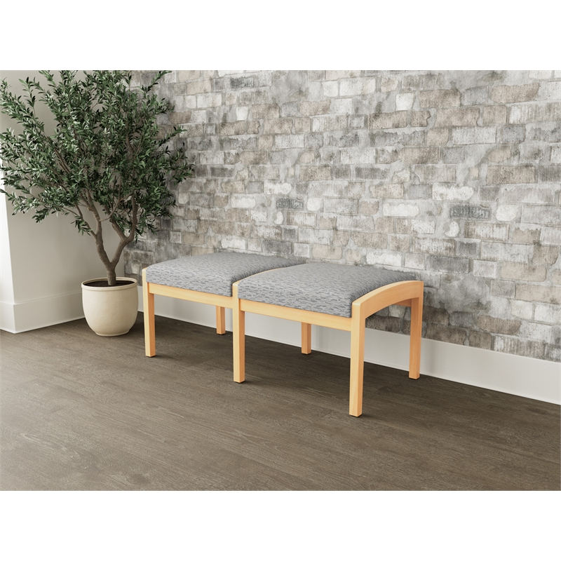 Lesro Industries Wood Waiting Reception 2 Seat Bench Wood Frame in Gray