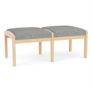 Lesro Industries Wood Waiting Reception 2 Seat Bench Wood Frame in Gray