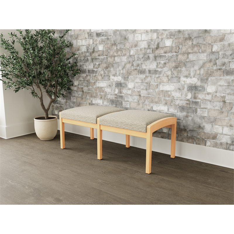 Lesro Industries Wood Waiting Reception 2 Seat Bench Wood Frame in Brown
