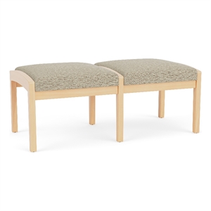Lesro Industries Wood Waiting Reception 2 Seat Bench Wood Frame in Brown