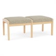 Lesro Industries Wood Waiting Reception 2 Seat Bench Wood Frame in Brown