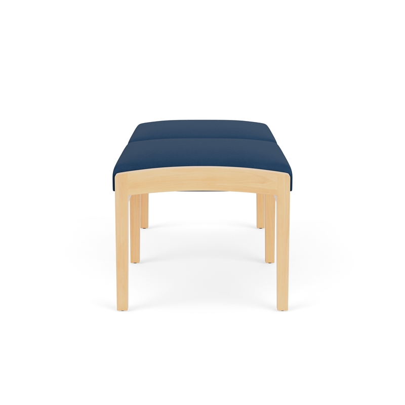 Lesro Industries Wood Waiting Reception 2 Seat Bench Wood Frame in Blue