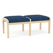 Lesro Industries Wood Waiting Reception 2 Seat Bench Wood Frame in Blue