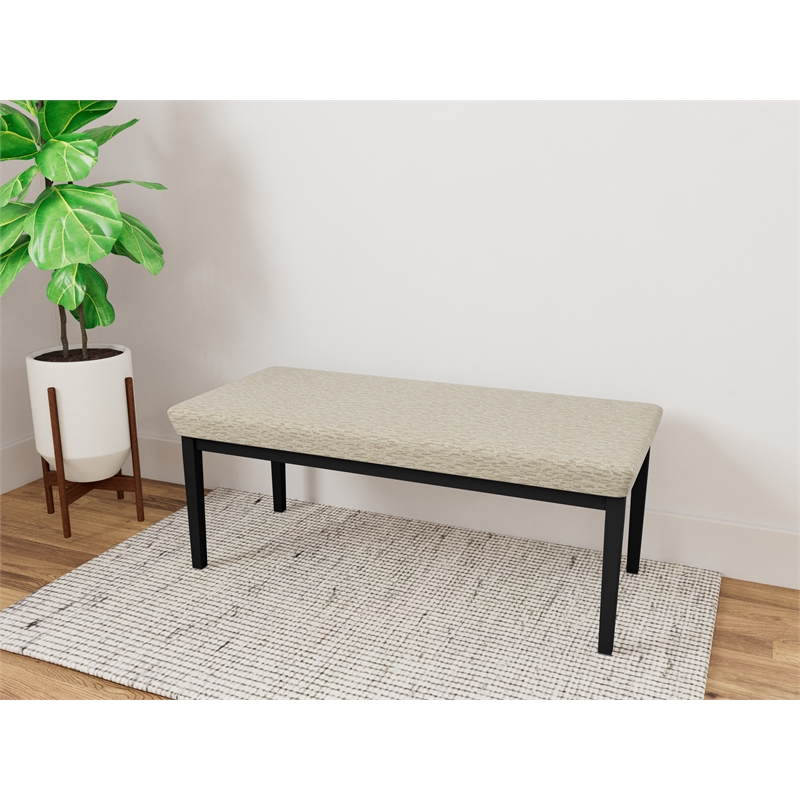 Lesro Industries Steel Waiting Reception 2 Seat Bench Steel Frame in Brown