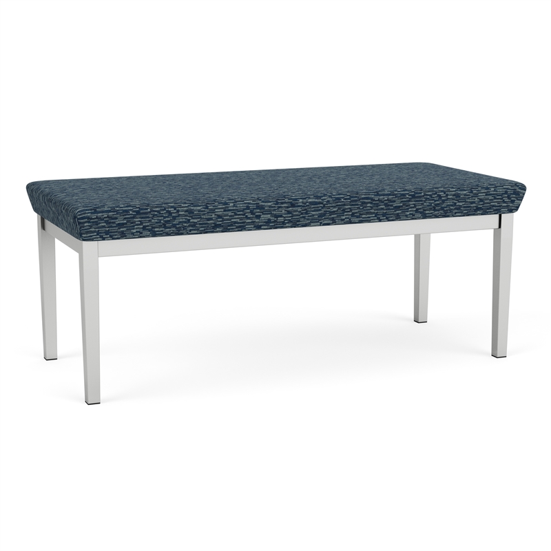 Lesro Industries Steel Waiting Reception 2 Seat Bench Steel Frame in Blue