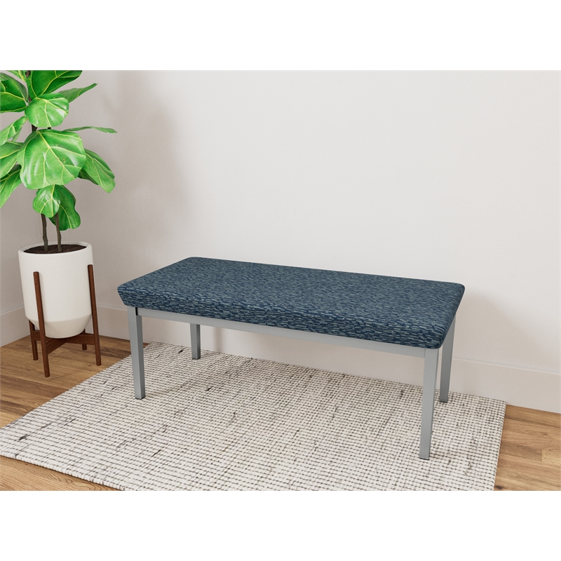 Lesro Industries Steel Waiting Reception 2 Seat Bench Steel Frame in Blue