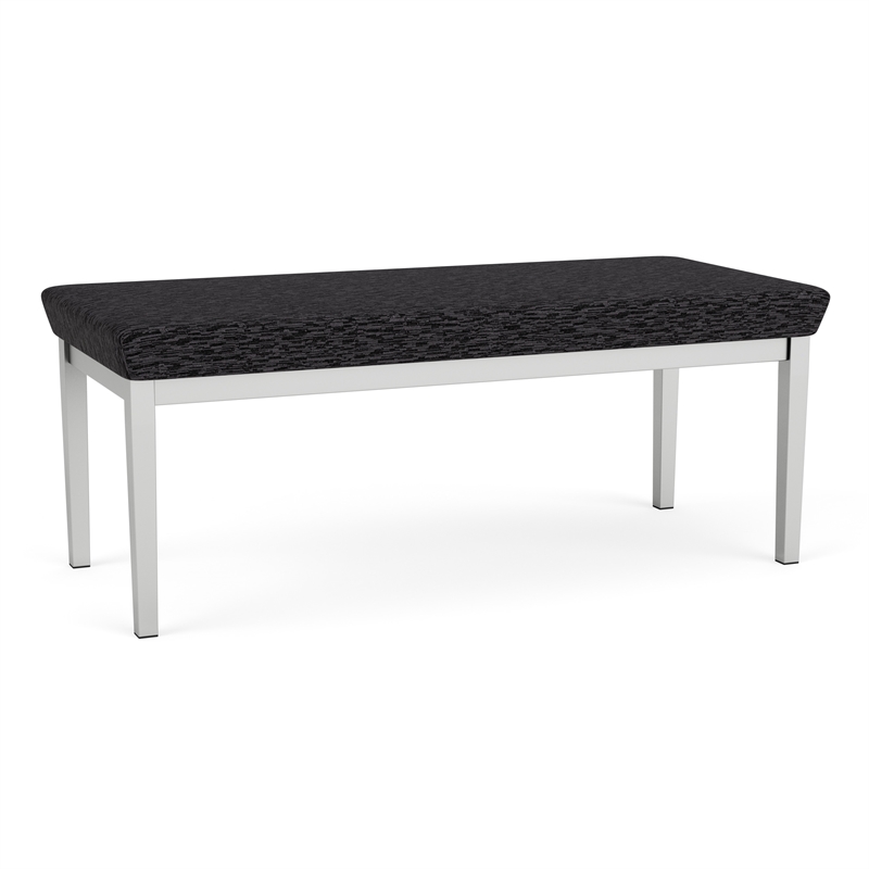 Lesro Industries Steel Waiting Reception 2 Seat Bench Steel Frame in Black