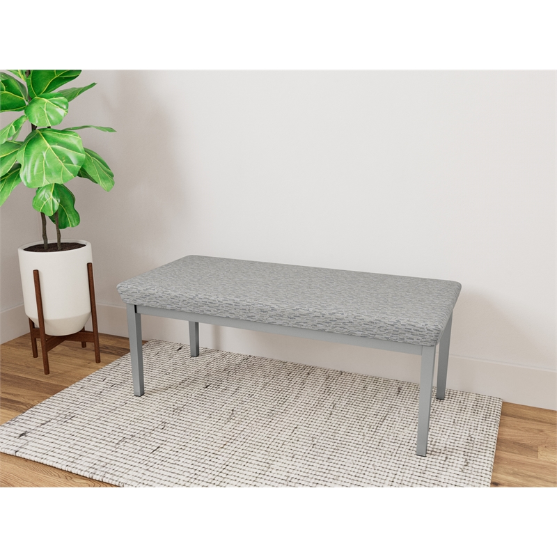 Lesro Industries Steel Waiting Reception 2 Seat Bench Steel Frame in Gray