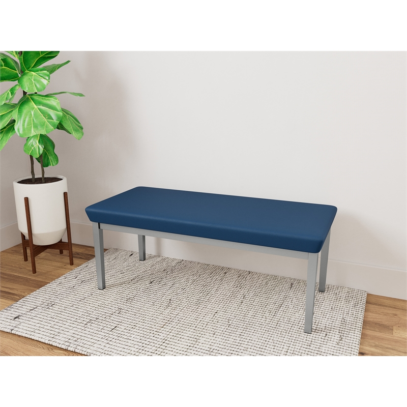 Lesro Industries Steel Waiting Reception 2 Seat Bench Steel Frame in Blue
