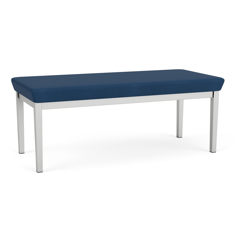 Lesro Industries Steel Waiting Reception 2 Seat Bench Steel Frame in Blue