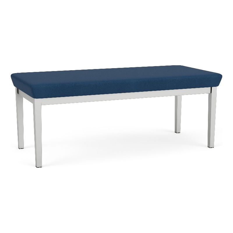 Lesro Industries Steel Waiting Reception 2 Seat Bench Steel Frame in Blue