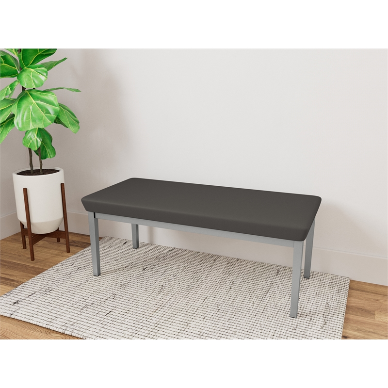 Lesro Industries Steel Waiting Reception 2 Seat Bench Steel Frame in Gray