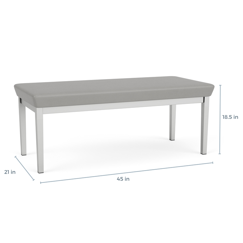 Lesro Industries Steel Waiting Reception 2 Seat Bench Steel Frame in Gray