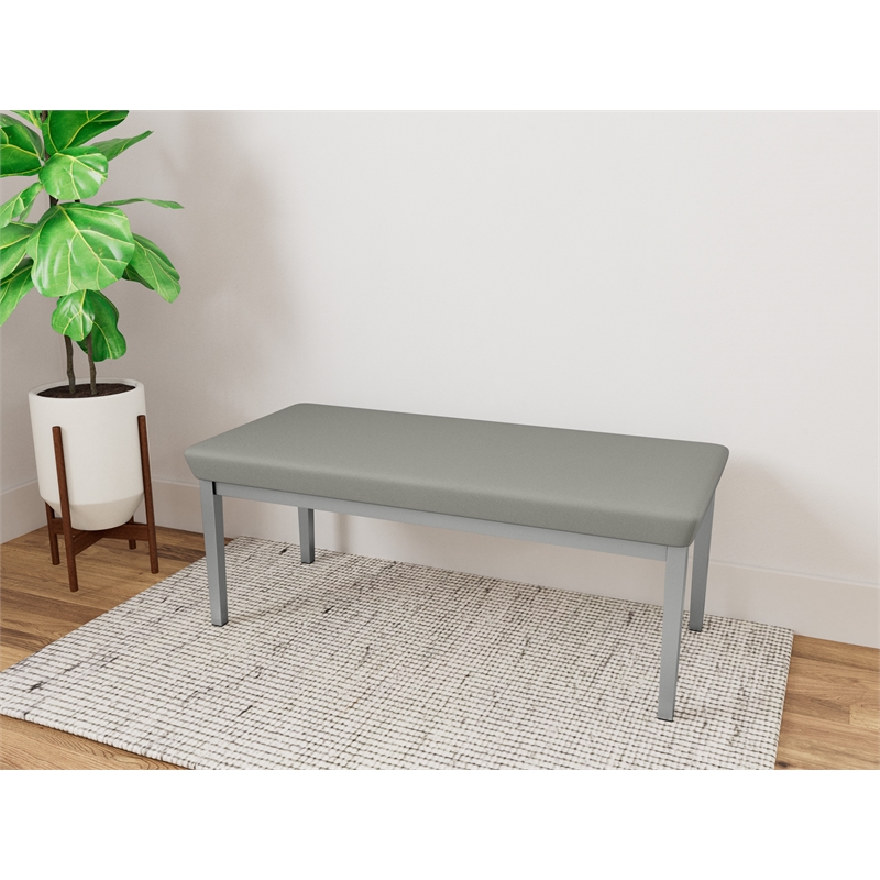 Lesro Industries Steel Waiting Reception 2 Seat Bench Steel Frame in Gray