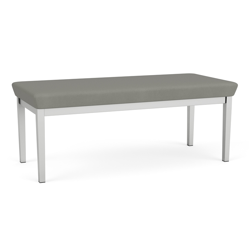 Lesro Industries Steel Waiting Reception 2 Seat Bench Steel Frame in Gray