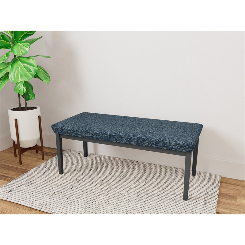 Lesro Industries Steel Waiting Reception 2 Seat Bench Steel Frame in Blue