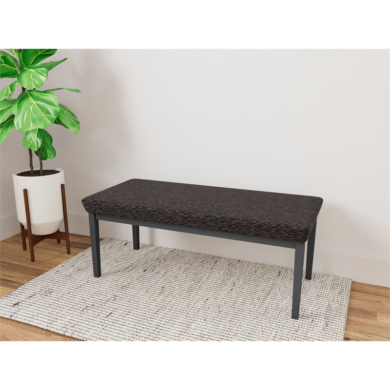 Lesro Industries Steel Waiting Reception 2 Seat Bench Steel Frame in Black