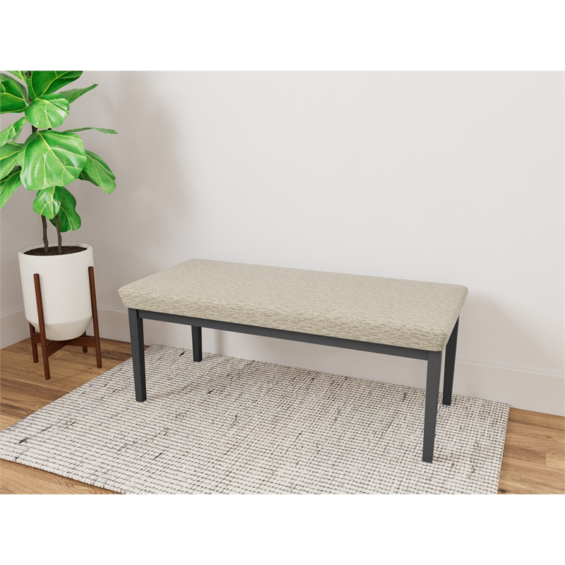 Lesro Industries Steel Waiting Reception 2 Seat Bench Steel Frame in Brown