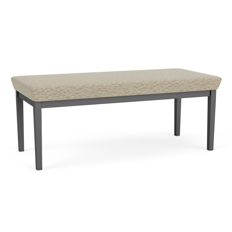 Lesro Industries Steel Waiting Reception 2 Seat Bench Steel Frame in Brown