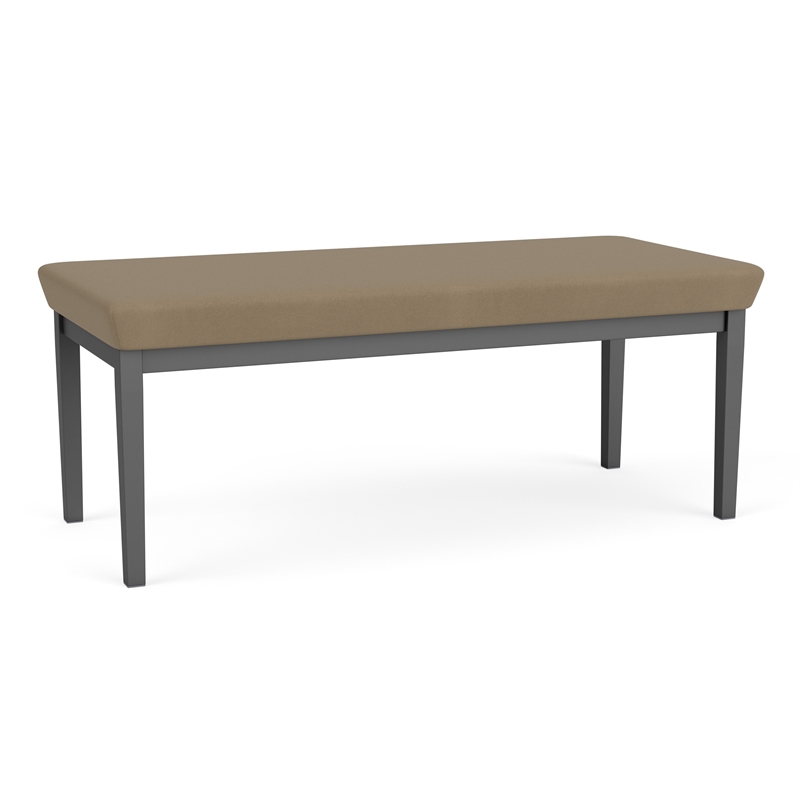 Lesro Industries Steel Waiting Reception 2 Seat Bench Steel Frame in Brown