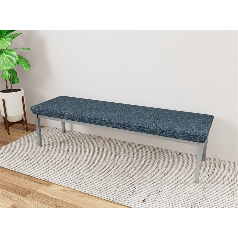 Lesro Industries Steel Waiting Reception 3 Seat Bench Steel Frame in Blue