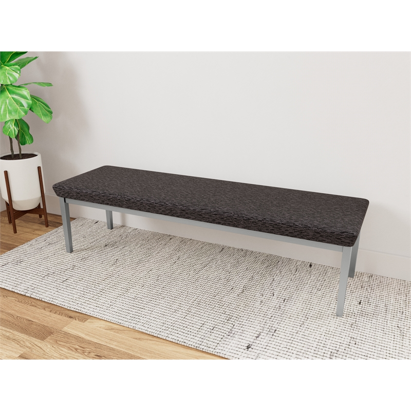 Lesro Industries Steel Waiting Reception 3 Seat Bench Steel Frame in Black