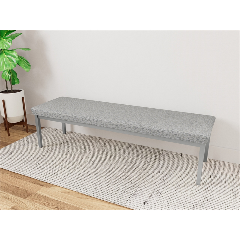 Lesro Industries Steel Waiting Reception 3 Seat Bench Steel Frame in Gray