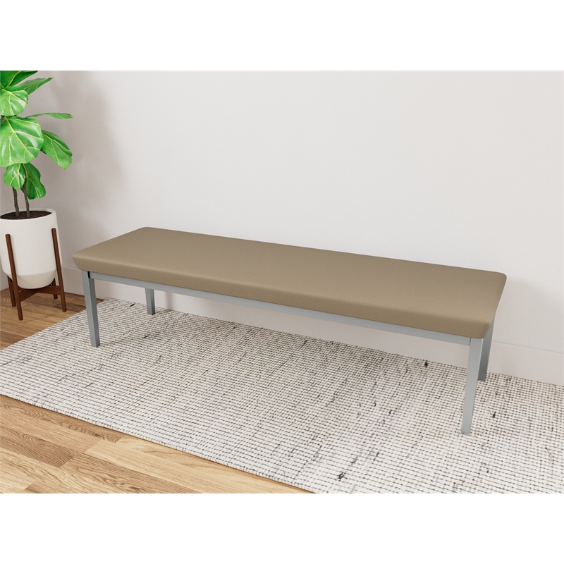 Lesro Industries Steel Waiting Reception 3 Seat Bench Steel Frame in Brown