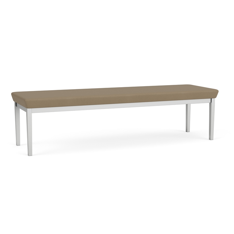 Lesro Industries Steel Waiting Reception 3 Seat Bench Steel Frame in Brown