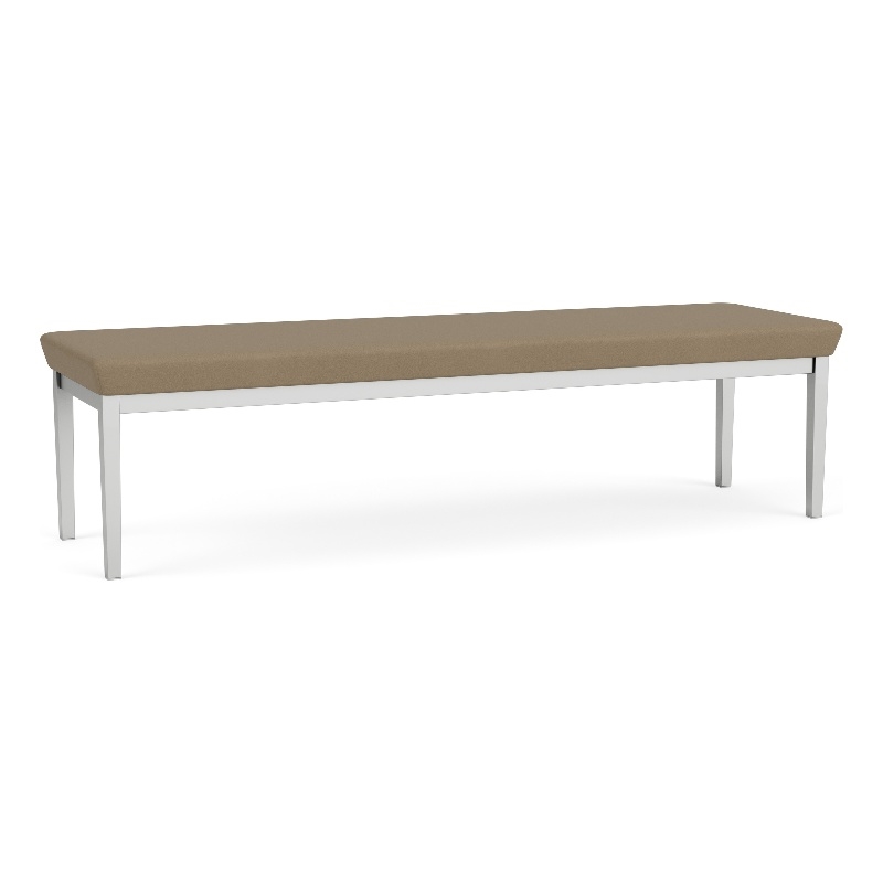 Lesro Industries Steel Waiting Reception 3 Seat Bench Steel Frame in Brown