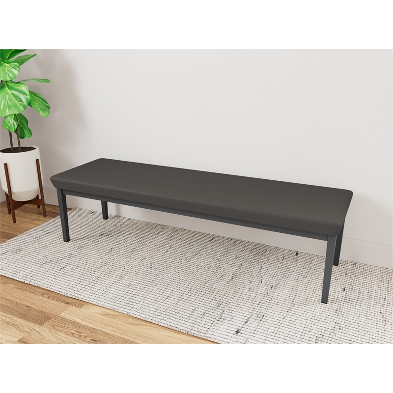 Lesro Industries Steel Waiting Reception 3 Seat Bench Steel Frame in Gray